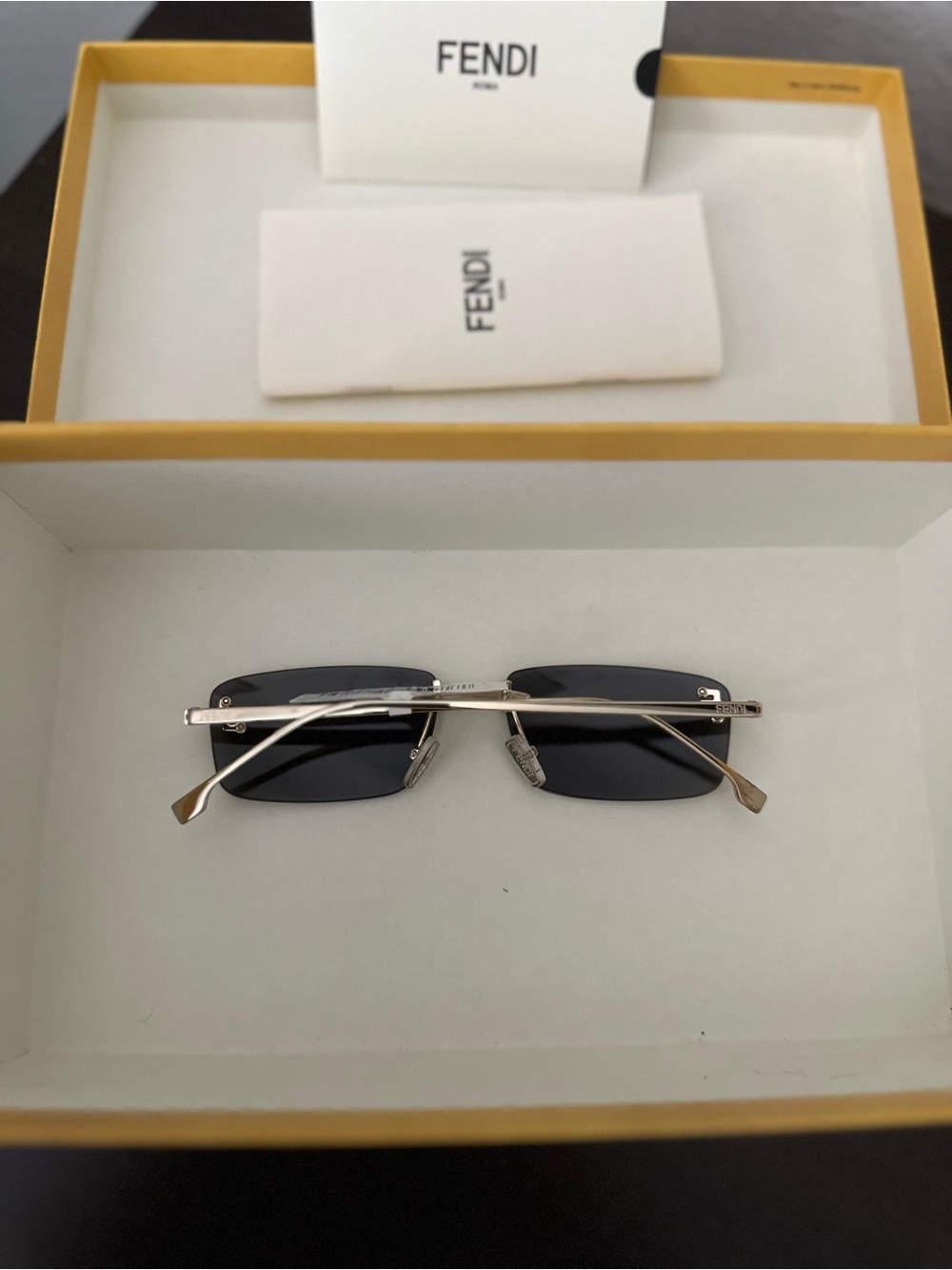 FENDI First Crystal Rimless Rectangular Sunglasses - Picture 3 of 6